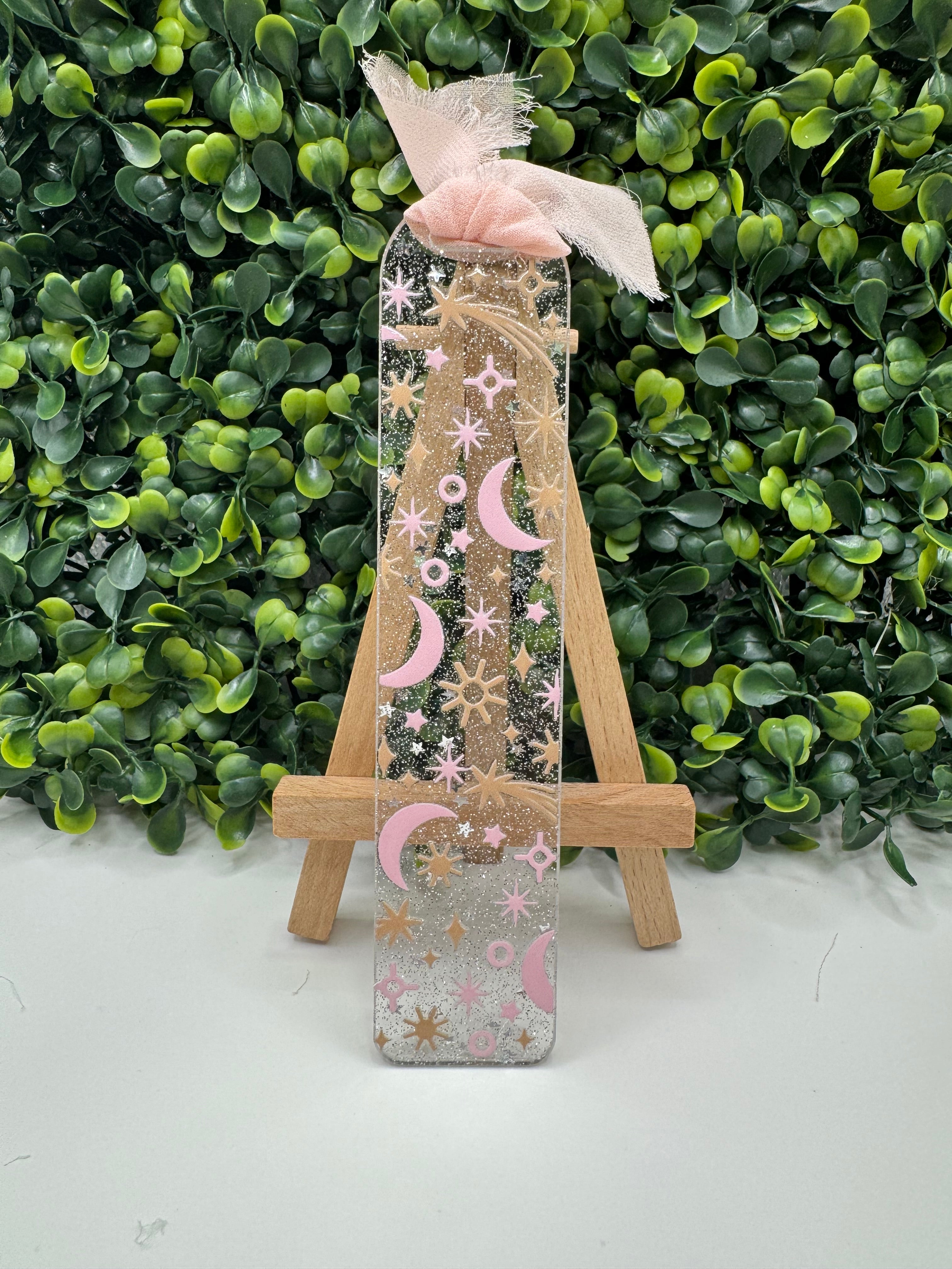 Pink Moon & Stars Bookmark