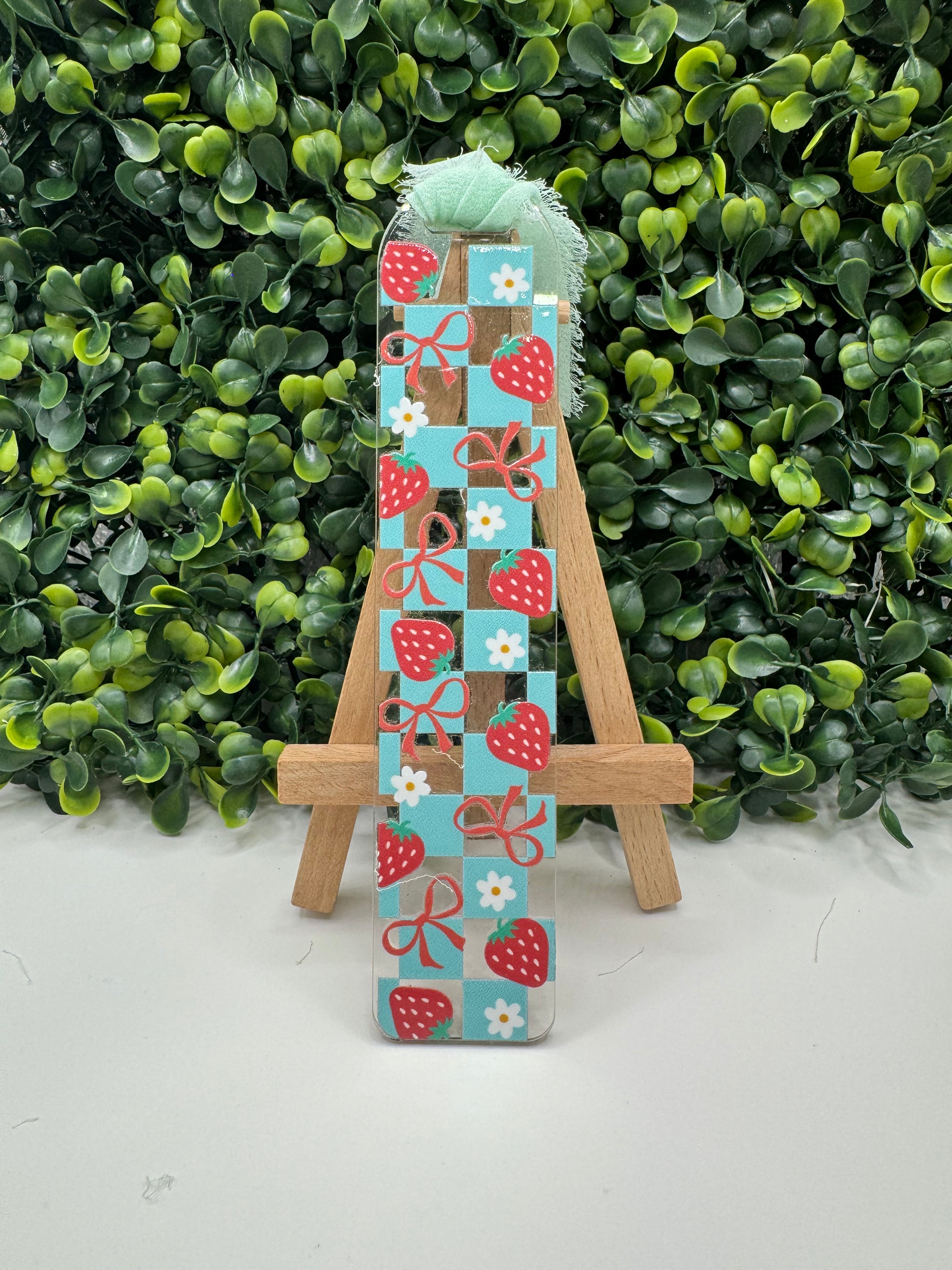 Checkered Strawberry Bookmark